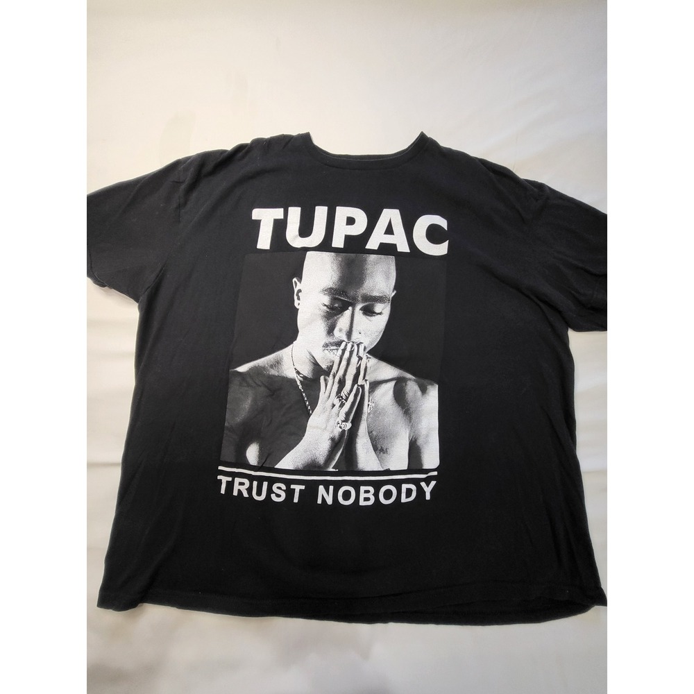 Tupac Shakur Trust Nobody Graphic T-Shirt Mens 2XL Black 2Pac Hip Hop Rap Tee